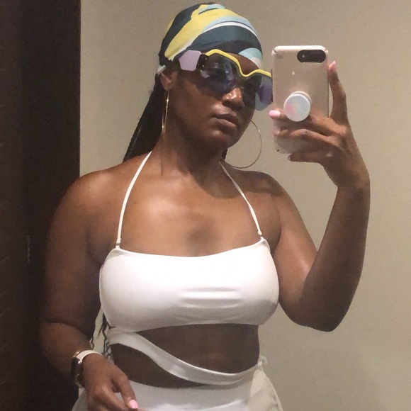 Two Piece White High Waist swimsuit - Picture 2 of 4